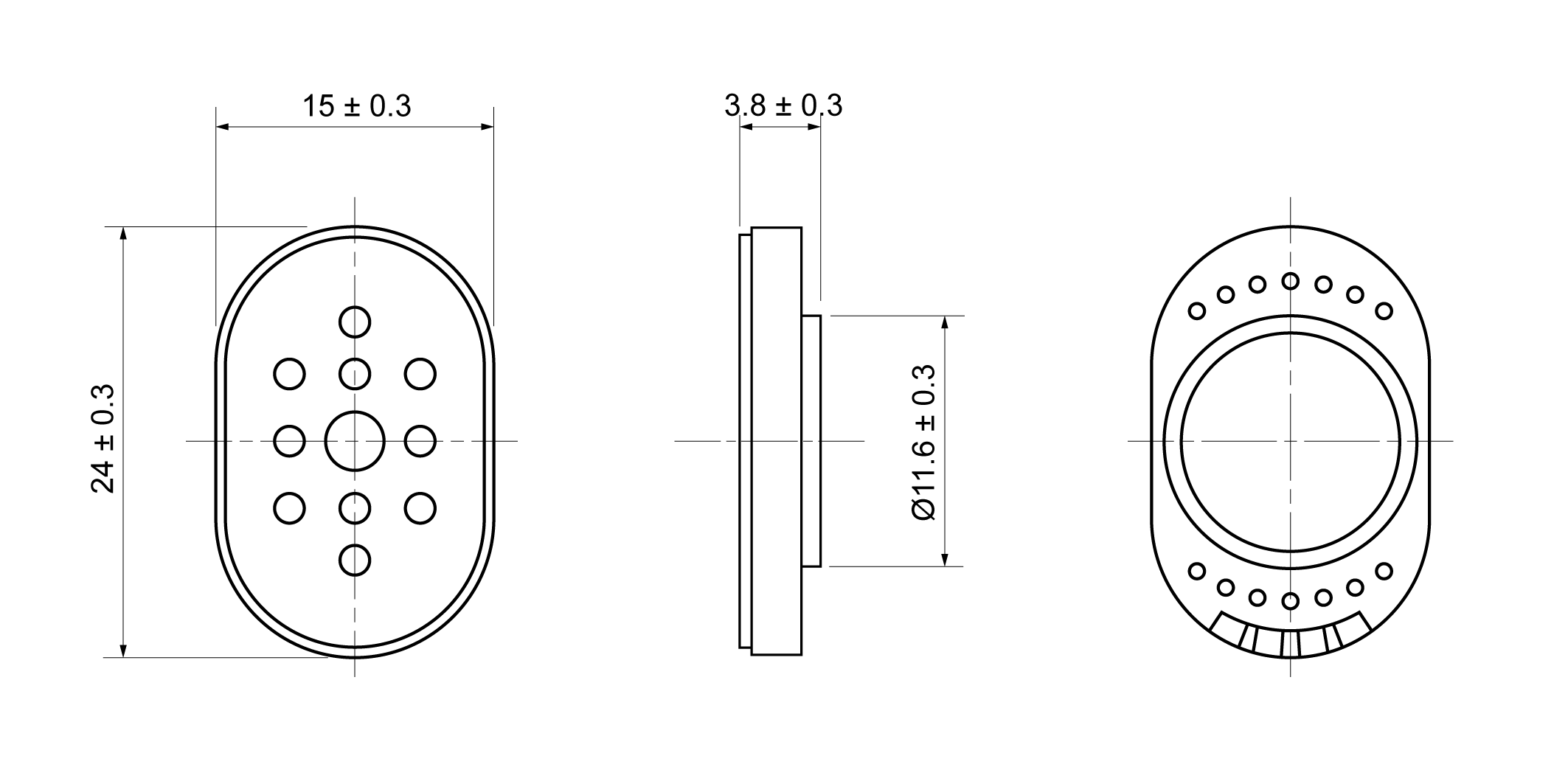 OSR2415V-3.8M0.8W8A Mechanical Drawing